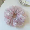 Goma para el pelo floral dulce y fresca estilo coreano para mujer, liga de organza estilo perezoso, banda elástica de alta gama para el pelo para niñas