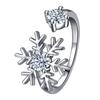 Copo de nieve abierto Diamante incrustado simple Celebridad de internet de moda Anillo personalizado de Navidad Diamante incrustado Forma de flor de escarcha Índice Anillo Anillo
