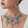 Conjunto de Joias Colar com Franjas Multi-Diamantes Estilo Indiano Exagerado e Brincos Estilo Étnico Vintage - Mais Vendido Transfronteiriço Europeu e Americano