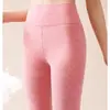 Leggings de Veludo com Forro de Fleece Dupla Face para Proteção contra o Frio no Outono e Inverno, Alta Elasticidade, Roupa Íntima Sem Costura, Leggings Térmicos de Veludo Fino Justos e Espessos para Mulheres