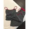 Conjunto de Pijama de Camisola y Pantalones Rayados Dulce y Picante para Mujer, Nuevo Estilo Primavera/Verano, Ropa de Casa Ajustada con Bloques de Color