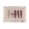 Uñas Postizas Portátiles Estilo Popular 4.0 Puntiagudas Largas Bloque de Color Borgoña Lazo 3D Lunares Puntas de Uñas Elegantes de Lujo Ligero que Realzan el Cutis