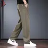 Calças casuais de alta qualidade italianas para homens, calças retas largas com corte curvo, calças de moletom outono e inverno, calças esportivas da moda com três listras