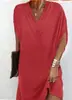 En Stock Transfronterizo 2026 Europeo y Americano Amazon Nuevo Vestido de Primavera/Verano para Mujer con Cuello en V, Plisado y Mangas Murciélago