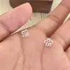 Brincos de Agulha de Prata S999 com Flor Fresca e Doce para Mulheres, Simples e Versáteis, Design de Nicho, Modernos e Únicos, Joias de Orelha Minimalistas
