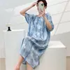 Camisón de verano de algodón y seda, bonito y holgado, para primavera y otoño, fino, de algodón artificial, de manga corta, talla grande