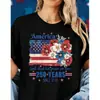 Código Europeo Transfronterizo Día de la Independencia Americana 250º Aniversario Camiseta Floral Comercio Electrónico Transfronterizo Patriótica para Mujer