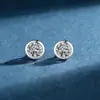 Pendientes Transfronterizos de Plata S925 con Moissanita de 10 Puntas para Mujer, Amigables para Orejas Perforadas, Pendientes de Pareja, Pendientes Redondos para Cartílago del Oído de Hombre, Estilo Coreano, Diseño Simple