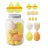 Kit de Esponjas de Maquiagem Flutuantes com 14 Peças para Uso Transfronteiriço, Dupla Utilização para Seco e Molhado, Não Absorve Pó, Esponjas de Maquiagem em Lata para Atacado