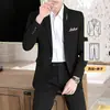 Traje Rayado para Hombre 2020 Set de Tres Piezas Estilo Coreano Juvenil Corte Slim Talla Extra Vestido de Boda Banquete Ropa Formal