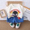 Traje de Verano para Niño con Letra de Dibujos Animados de Manga Corta Ropa para Bebé y Niño Ropa de Verano para Niños Conjunto de Verano para Bebé de Dos Piezas Moderno