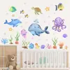 Br0672M Pegatina de Pared Autoadhesiva de Animales Marinos Lindos de Dibujos Animados Pegatina Decorativa para Habitación Infantil Guardería Mundo Submarino
