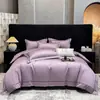 Conjunto de Roupa de Cama de Quatro Peças 100% Algodão de Fibra Longa para Casa, Pousadas e Hotéis, Não Desbota, Tingimento Reativo, Luxo Leve, Lavável à Máquina