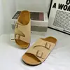 Sandalias Birkenstock Originales de Cuero BK OEM/ODM para Mujer con Doble Hebilla Antideslizantes para Playa Verano Exterior Suela Plana Zapatos Birkenstock para Mujer
