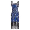 Vestido de banquete con explosiones transfronterizas, venta al por mayor, cuello redondo, sin mangas, falda de pavo real, vestido de malla con lentejuelas para mujeres europeas y americanas