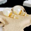 Pendientes de botón redondos de perla simples Bosha Liya, aguja de plata s925, modernos, elegantes, estilo de Hong Kong, pendientes de alta calidad