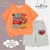 Ropa para Niños Cars Rayo McQueen Conjunto Deportivo Casual de Verano de Dos Piezas con Pantalón Corto de Manga Corta