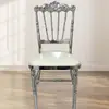 Silla de Comedor Personalizada Oro Rosa Corona Junta de Bambú Silla de Boda Hotel Banquete Silla de Boda Apilable de Metal de Lujo Ligero