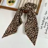 Goma para el pelo scrunchie vintage con estampado de leopardo y diseño de pañuelo de seda, estilo coreano, versátil, para coleta baja, accesorio para el cabello respetuoso con el cabello