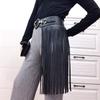 Estilo Punk Europeo y Americano Falda de Flecos Extra Largos Cinturón Nuevo Estilo con Falda Denim Remache Elástico Cinturón Ancho Ropa de Mujer