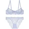Conjunto de Sujetador y Bragas Sexy de Estilo Francés para Mujer, Ultra Delgado, Hueco, Transpirable, Cómodo, Algodón Puro en la Entrepierna, Lencería de Encaje Pura Deseo
