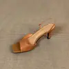 Sandalias de Tacón Alto para Mujer, Ropa de Verano para Exteriores, Zapatos de Tacón Alto Cuadrados Estilo Francés, Sandalias Versátiles de Tira Trasera Abiertas para Mujer, Tacones Finos