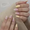 Uñas Rosas de Macarrón Dulce Hechas a Mano, Piezas de Manicura Francesa Amarillo Tierno, Uñas Postizas de Exportación