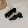 Versión de Piel de Vaca Estilo Retro de Nicho Zapatos Mocasines de Tacón Grueso para Mujer 2026 Nuevos Zapatos Pequeños de Cuero sin Cordones Punta Cuadrada Tacón Alto Zapatos de Vestir