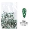 1440 Nail Art - Diamantes de imitación de fondo plano que no fallan, fondo de diamante austriaco plateado, verde oscuro, redondo, de cristal, adorno de diamante para uñas