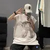 Camiseta sin mangas retro moderna de gamuza para hombre estilo americano, top de verano holgado de manga corta recortada, chaleco deportivo casual