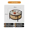 Mesa de centro de cristal estilo japonés con combinación de madera maciza y tejido de ratán, diseño minimalista nórdico para salas de estar pequeñas, mesa de centro redonda para uso doméstico
