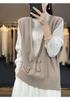 Chaleco de punto de algodón vintage con cuello en V para mujer, chaqueta tipo suéter sin mangas, top corto holgado que combina con todo.