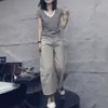 26206 Nuevo Daimei Yiyuan 2026 Verano Nueva Moda Camiseta Versátil de Manga Corta Pantalones Rectos Casuales Adelgazantes para Mujer