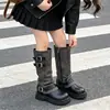 Botas Longas Femininas 2026 Novas Botas de Princesa Outono/Inverno Botas de Cano Alto Retrô Botas Martin Botas Longas Estilosas Infantis de Cano Único