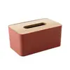 Caja de pañuelos de estilo nórdico simple, caja de papel con tapa de madera, caja de almacenamiento con control remoto para sala de estar, caja de papel creativa para restaurante, venta al por mayor