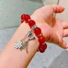 Pulsera de Diseño de Calcedonia Roja Transparente como el Hielo Natural de 12 mm de Alta Calidad