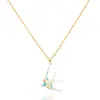 Elegante y Dulce Estilo Francés Esmalte Goteo de Aceite Lindo Colorido Golondrina Cuento de Hadas Collar Personalidad de Nicho Cadena para la Clavícula Joyería