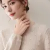 Cárdigan de cachemir de punto trenzado estilo francés minimalista con cuello redondo para mujer, holgado y ligero, adecuado para ir al trabajo en otoño e invierno, chaqueta suéter de lana tejida