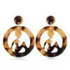 Fabricantes de origem acessórios moda criativa versátil personalidade padrão de menina brincos de placa de acetato brincos redondos de leopardo