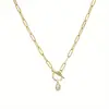 Corrente de Colar com Clasp Ot de 26 Diamantes Brilhantes em Formato de Letra, Venda Quente Transfronteiriça, Colar Simples e Elegante, Dropshipping