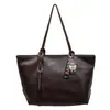 Bolsa Tote Retrô de Grande Capacidade para Mulheres 2025 Outono Nova Cor Pura Simples Cor em Contraste Versátil Elegante Bolsa de Ombro Único Axila