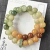 Pulseira de Raiz de Bodhi com Gradiente Semelhante a Jade em Camada Dupla para Mulheres, Estilo Chinês Pulseira de Contas Budistas de Semente de Bodhi de Círculo Duplo para Alívio do Estresse