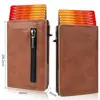 Porta-Cartões de Couro Anti-Roubo Rfid Popular Transfronteiriço, Capa Protetora, Porta-Cartões Automático Pop-Up de Liga de Alumínio com Múltiplos Slots para Homens