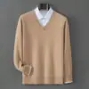 Suéter 100% cachemira pura, nuevo suéter de punto holgado para hombre de otoño e invierno, prenda básica de punto casual de negocios, suéter de cachemira