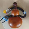 Mini calabaza de vino portátil vintage natural de boca abierta, colgante de calabaza pequeño recargable, recipiente para frasco de medicina, anti-fugas de cera de abeja