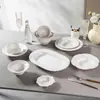 Barroco Francés Vintage Estampado Estilo Corte Plato de Cena Cerámica Estilo Europeo Vajilla Plato de Cena Occidental Plato Hondo Set de Cuencos Venta al por Mayor