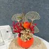 Mudanza a la Casa, Cubo de Frutas de la Fortuna, Decoración con Arreglo Floral, Cubo de Bendición Floral de Nochevieja con Frutas Rojas, Fabricante de Cubo de Abrazo de Año Nuevo con Frutas Rojas
