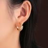 Aretes de Aro C de Hueso de Serpiente con Diamantes Completos para Mujer, Exquisitos, Diseño Nicho, Circonio, Aretes de Aro de Bambú, Estilo Pequeña Fragancia, Aretes de Lujo Ligero
