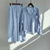 Conjunto de Camisa Retro de Algodão e Linho com Calça Solta de Cintura Alta Feminino de 2 Peças Amazon Transfronteiriço 2026