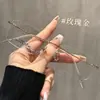 Óculos sem Aro Chen Yao Ultra-Leves 5g de Titânio Puro para Mulheres com Miopia, Podem Ser Personalizados com Receita, Estilo Cool e Intelectual, Armações de Óculos sem Aro